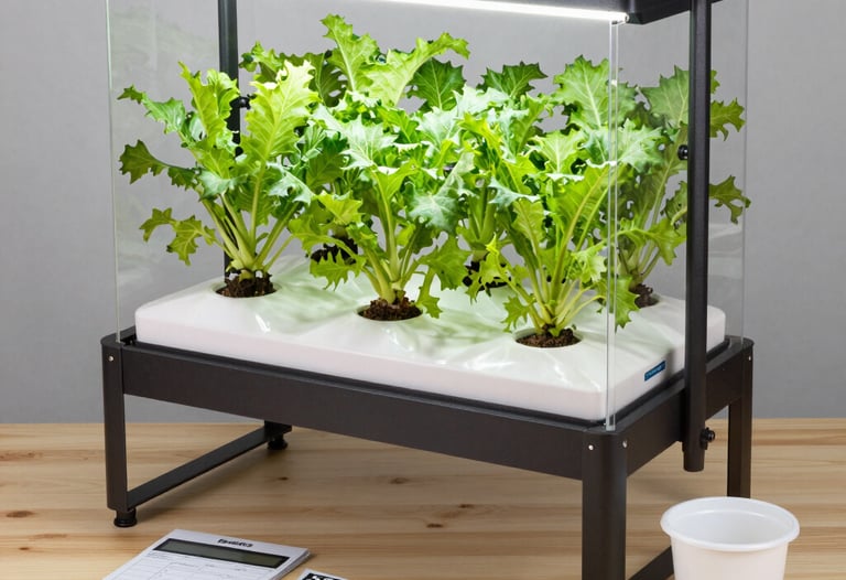 A serene garden scene with a person reading an ebook under a leafy tree bench.
