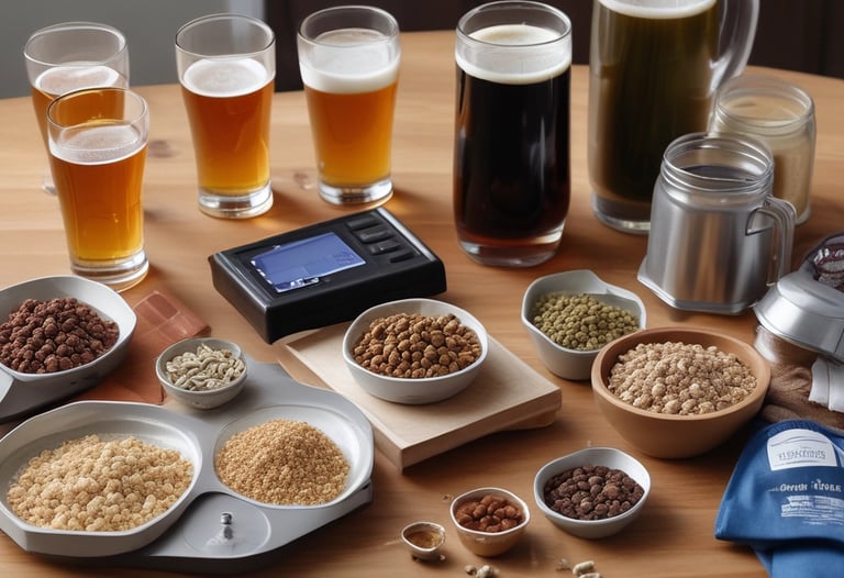 A group enjoying a beer tasting workshop with brewing equipment in the background