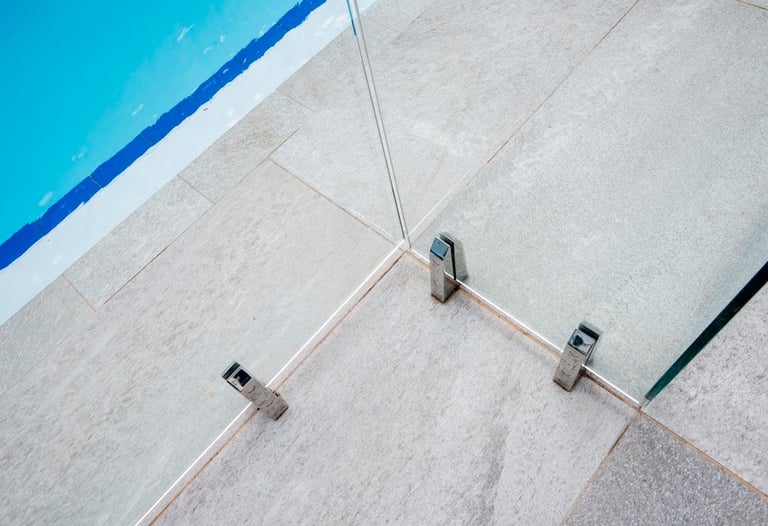 Pool fence in glass