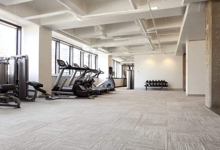Commercial carpet installation for a apartment gym in Richmond
