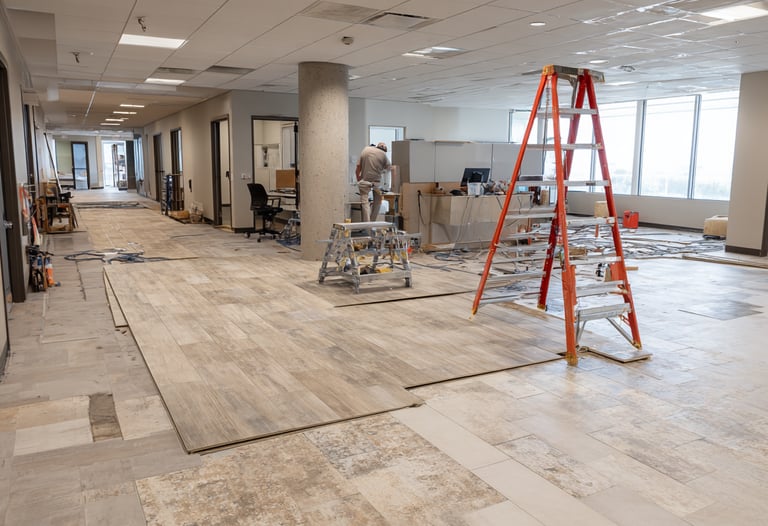 Commercial flooring installation in Pecan Grove TX office space by Next Floors LLC