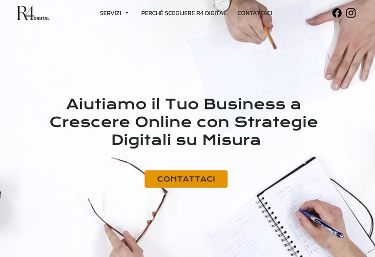 Homepage Sito Web R4 Digital