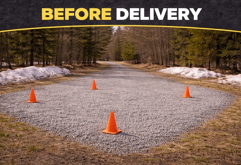 prepped drop off site for a shipping container