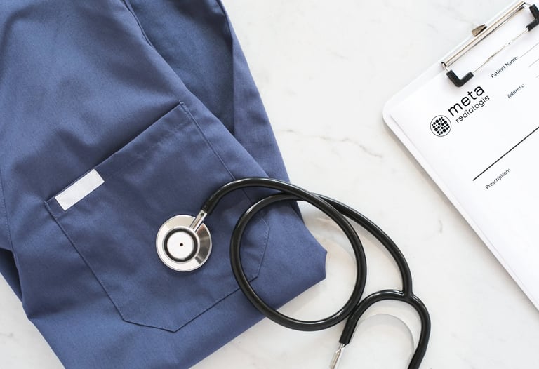 Arztkleidung und Anamnesebogen – meta radiologie
