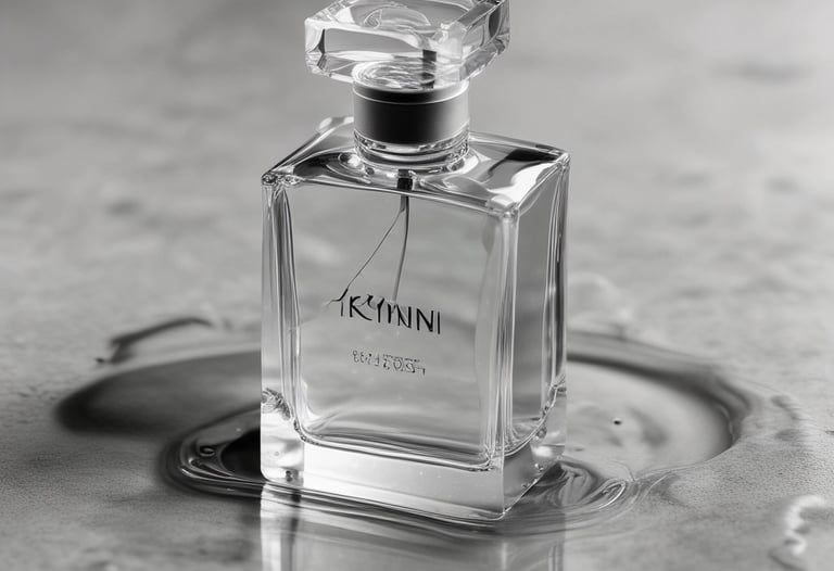 An assortment of luxurious perfumes in sleek black and gold bottles.