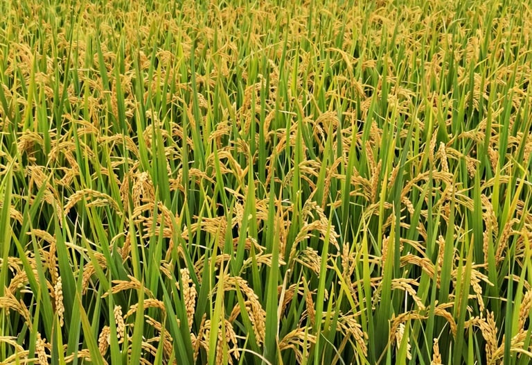 A serene farm pond reflecting the blue sky with green trees around, hinting at natural farming