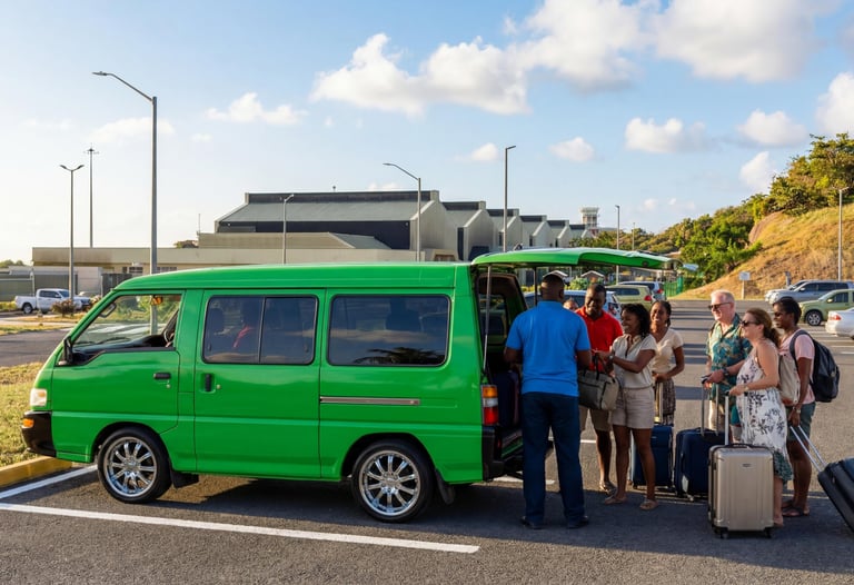 Driver assisting passengers upon their arrival at the airport 