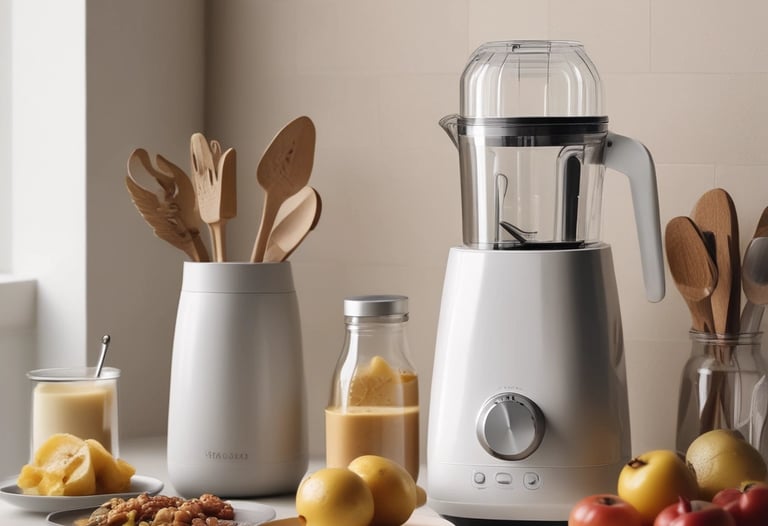 A collection of tech gadgets in a minimalistic setting.