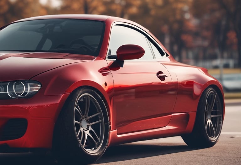 Dashboard view featuring a compact dash cam mounted neatly behind the rearview mirror.