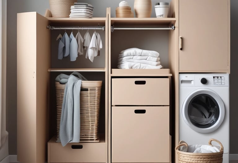 Organized closet with practical storage solutions in warm wood tones suitable for everyday use