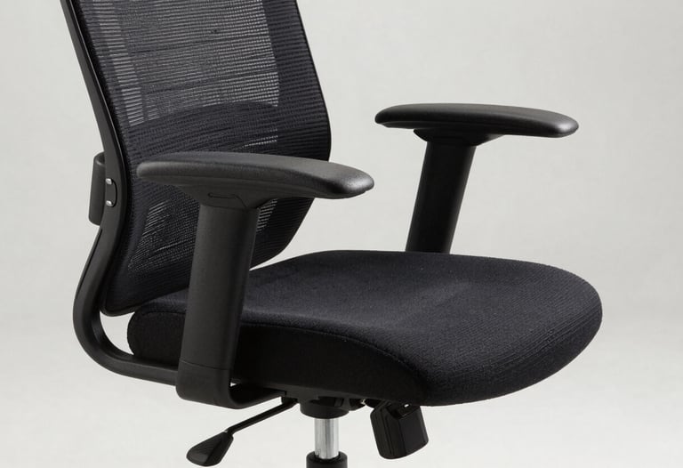 Clean photography of a modern ergonomic office chair in a bright studio, representing the comfort and stability of our professional services.