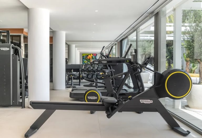 Training equipment in gym at Villa Serenity Marbella