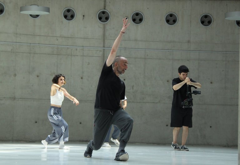 people exercising in a modern, concrete studio