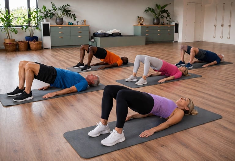groepsles metpelvic lift bekkenbodem oefening