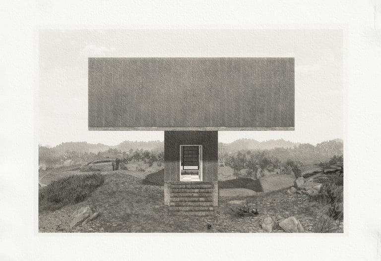 Type 1.5.11. by Maxim Zmeyev: Fallout 76 philosopher C.A.M.P. as a minimal retreat house