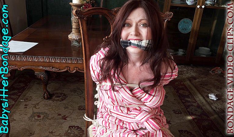 Mom Natasha Flade Tied to Chair Barefoot in Robe