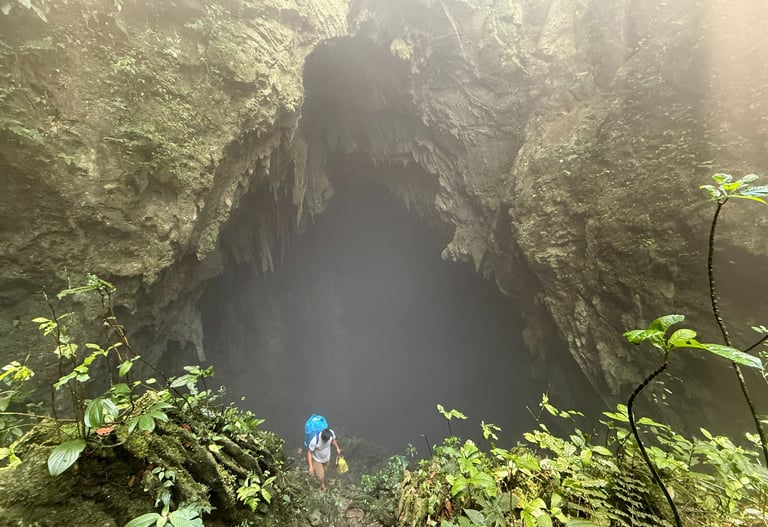 finally emerging from the exit of hang son doong cave, Vietnam