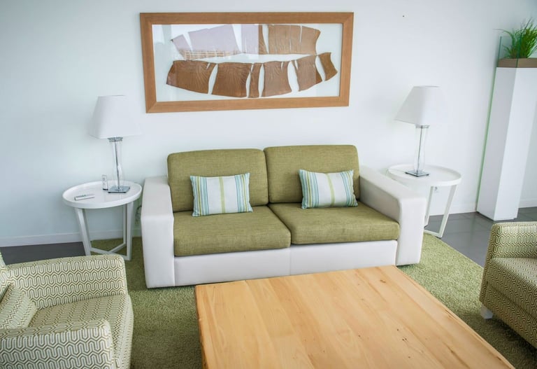 Sala de estar de uma dos apartamentos do Edifício Arrábida
