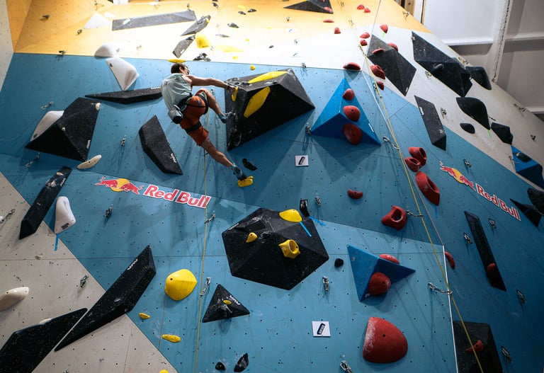 climber lead climbing on a big wall