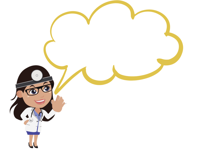 a cartoon doctor with a speech bubble bubble