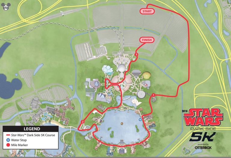2018 runDisney Star Wars The Dark Side Half Marathon Weekend 5K Course Map