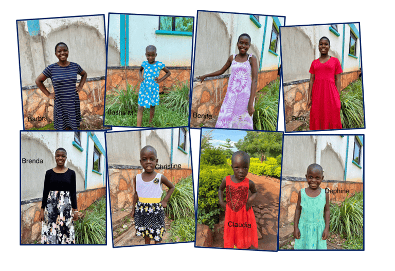 Fotocollage der Mädchen im Mirembe Cottage of Street Girls