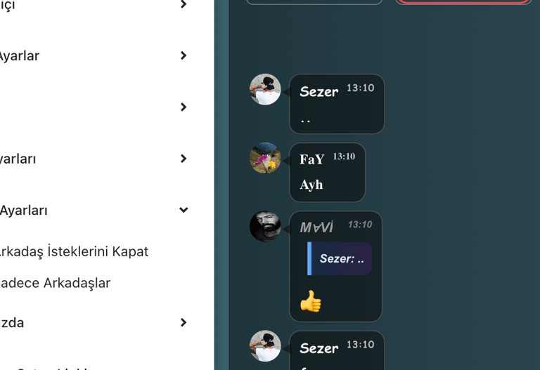 arkadaş isteklerini kapa-aç