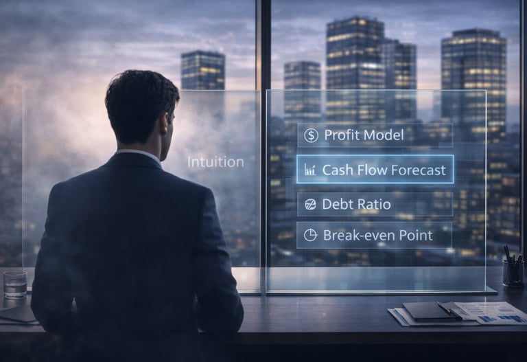 Business planning image representing financial justification for external funding, with a focus on i