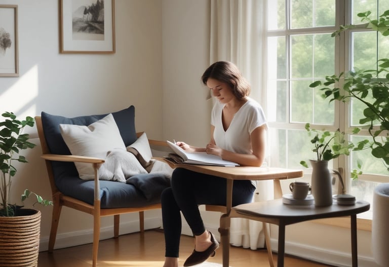 A joyful group session in a bright room with golden and turquoise decor, sharing healing energy.