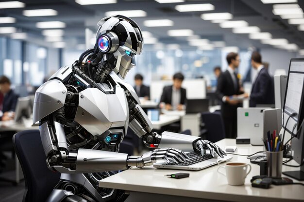 Imagem mostra um robô trabalhando na automação de uma empresa