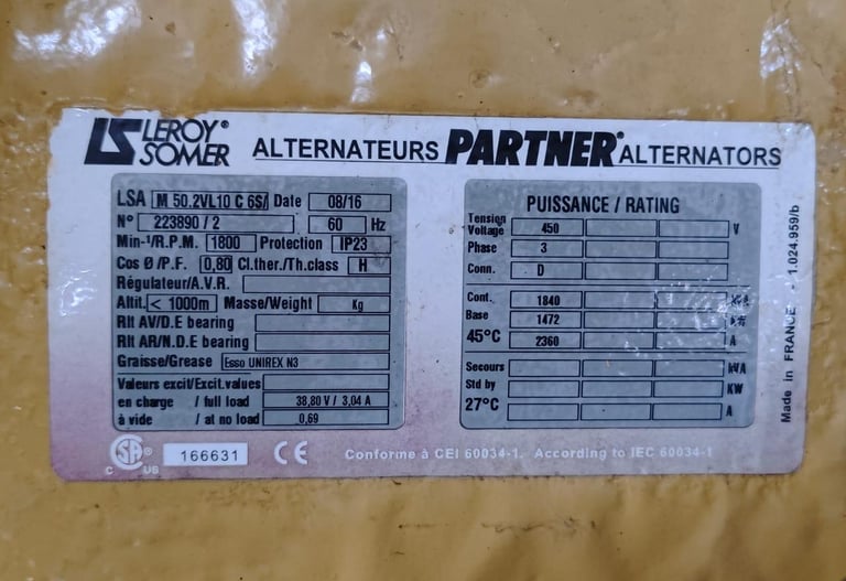 Caterpillar 3512B, 1472 KW Continuous, 450v. 60 Hz.