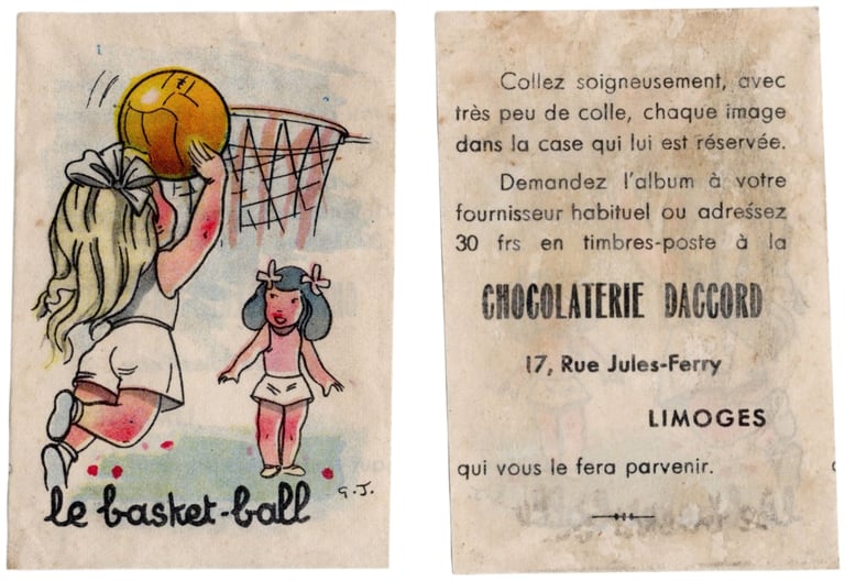 1950s vintage le basket-ball chocolaterie daccord chromos basketball card