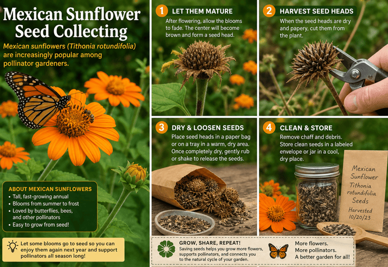 Mexican sunflower seed collecting
