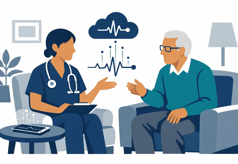 A comparison chart showing a clinician’s time spent before and after AI implementation, highlighting