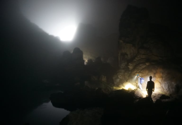 the final push to the exit of hang son doong cave, Vietnam