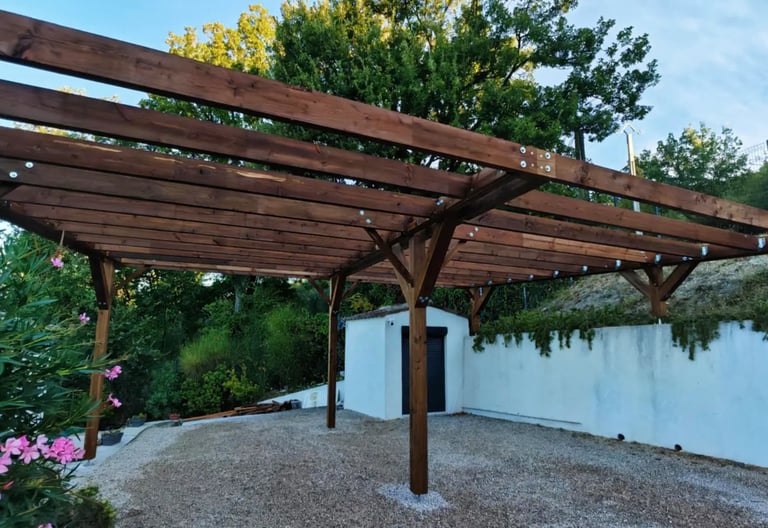 Structure de carport en bois