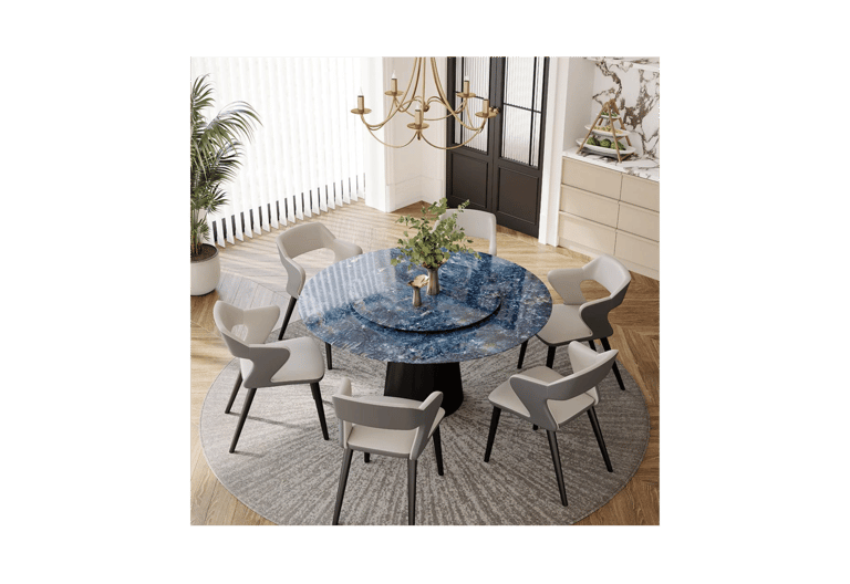 25Home Round Super Crystalline Stone Dining Table & Cosmopolitan Chairs