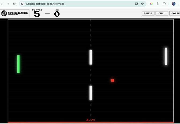 Pong avanzado con obstáculos en mitad de la pista y la bola a velocidad x2..