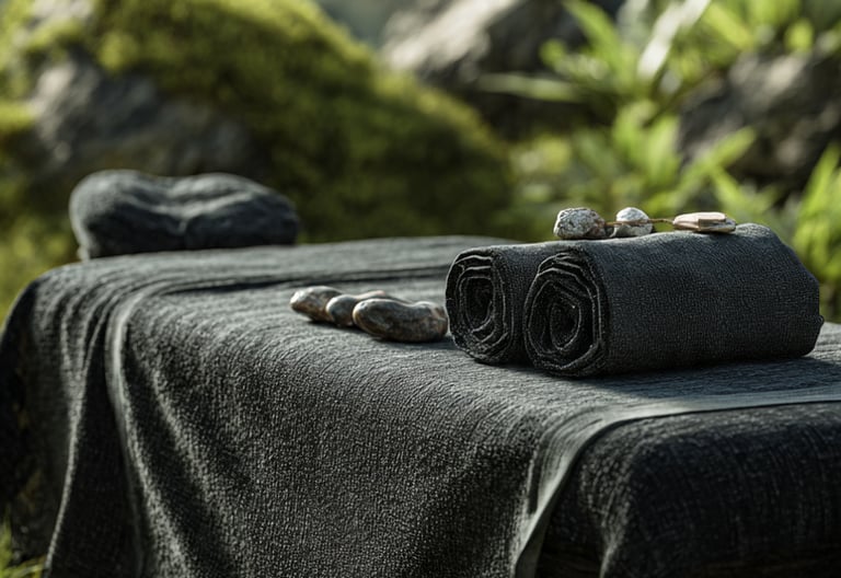 maca de atendimento com toalhas terapeuticas