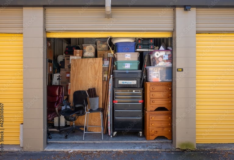 cluttered storage unit