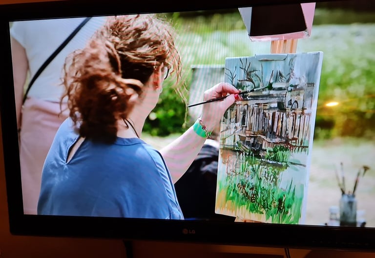 Alison painting at Hever Castle