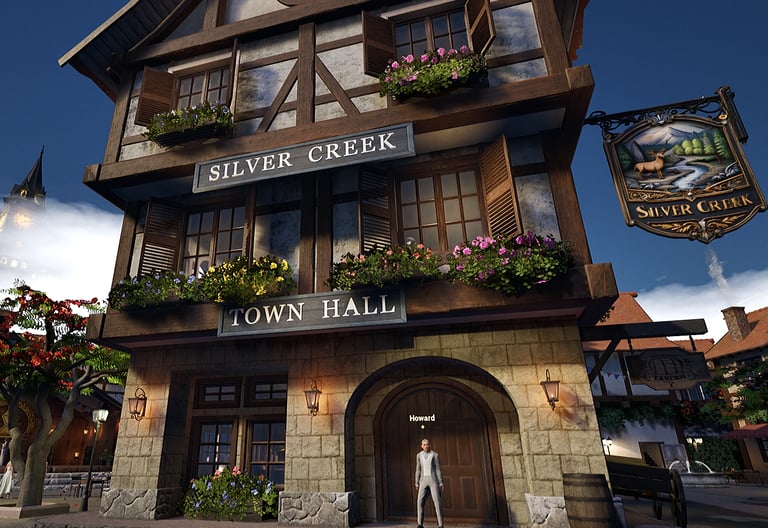 Silver Creek Town square with AI characters