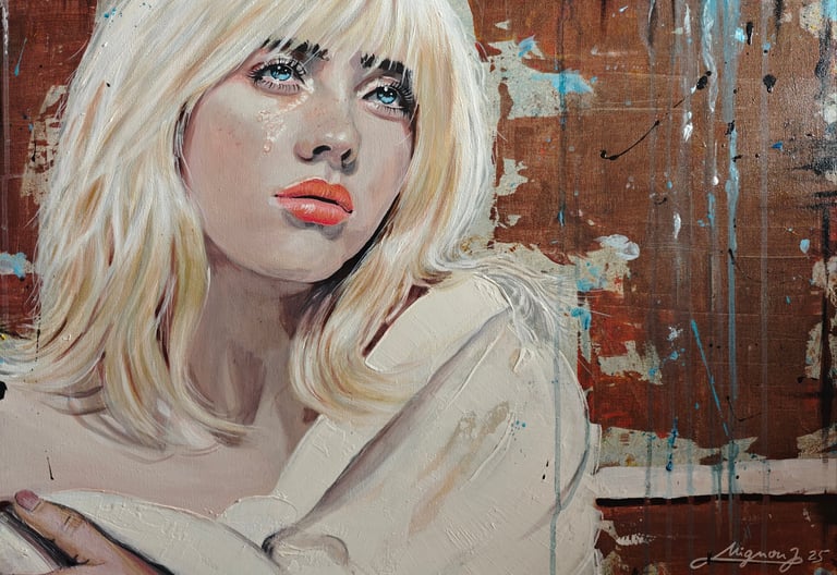 mignon janssen. auftragsarbeit in acryl. Billie Eilish Portrait in Acryl