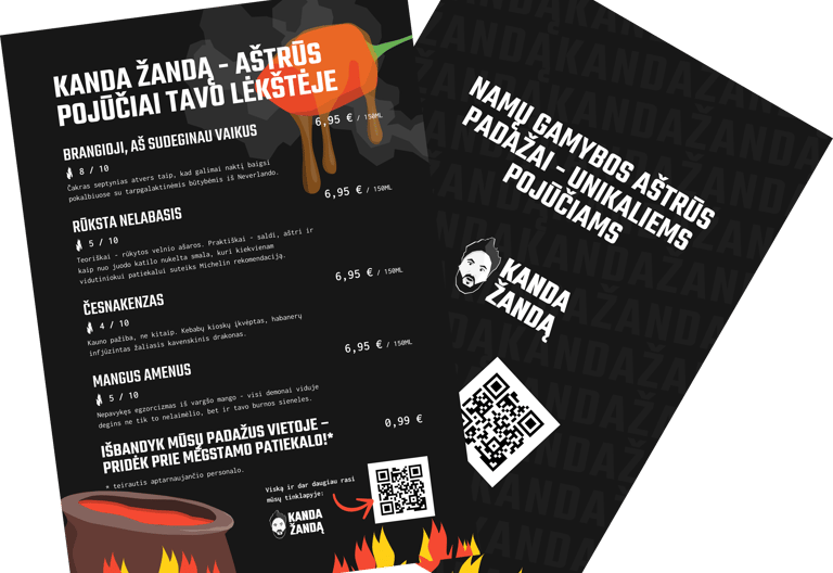 Kanda Žandą meniu skrajutė