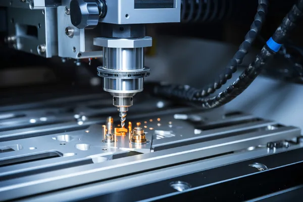 a machine is making a hole in the center of a machine