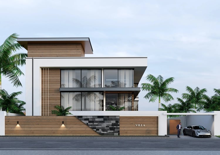 modern house 3d front elevation
