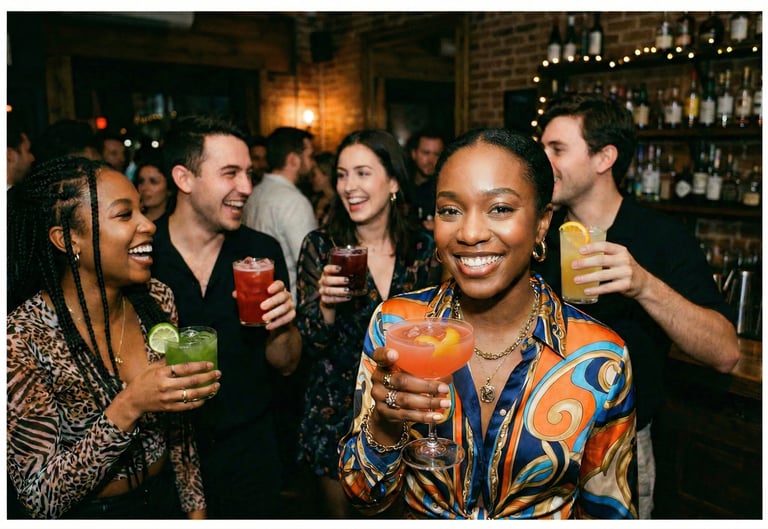 Colorful cocktail and mocktail drinks for happy guests at private events