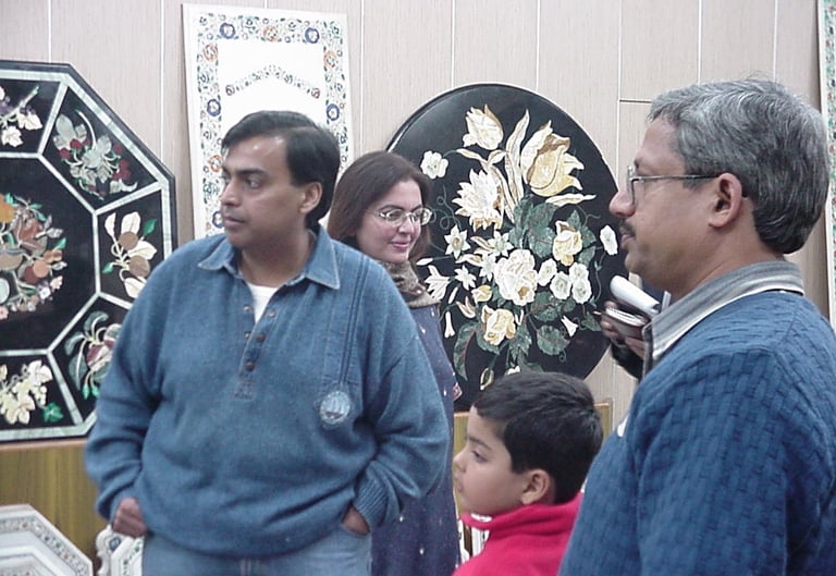Billionaire Mukesh ambani with family at the gallery of subhash emporium in agra