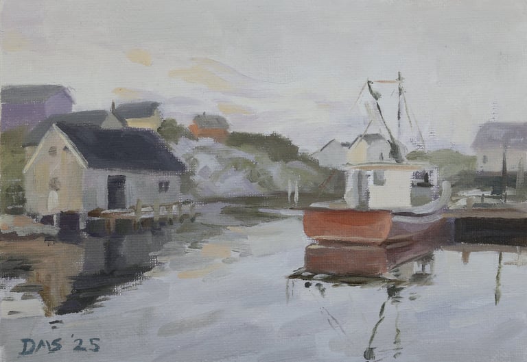 Peggy's Cove at Summer Solstice - Painting by David Shimp