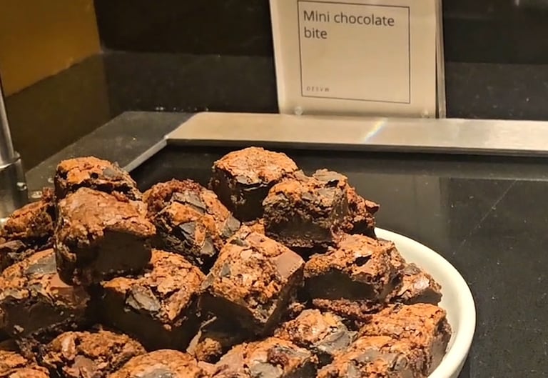 Delicious mini Chocolate bites dessert at Chase SapphireLounge JFK